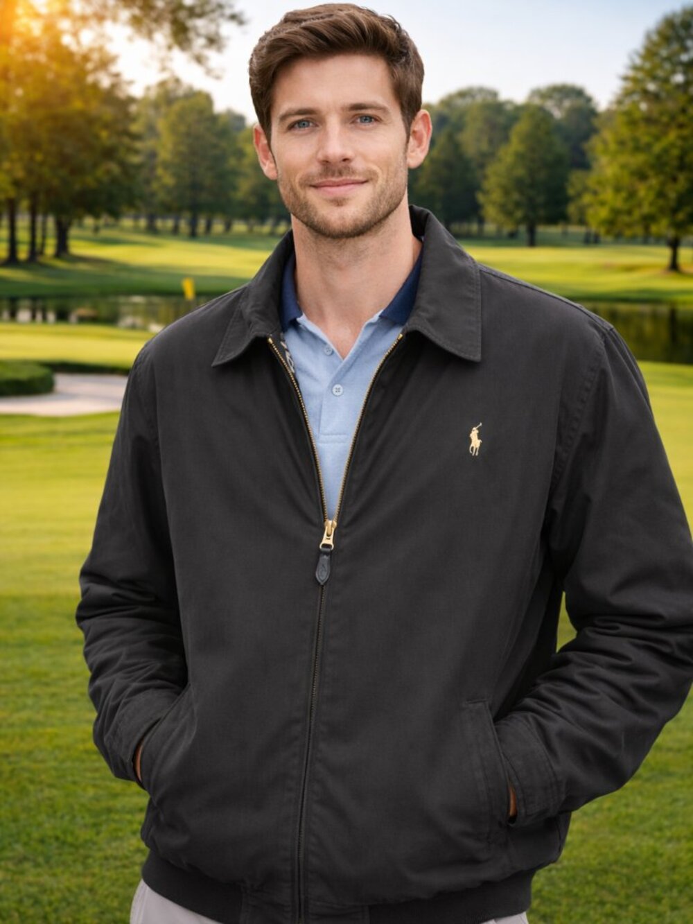 Polo Ralph Lauren Swing Top Black Sports Jacket Mens Size Large